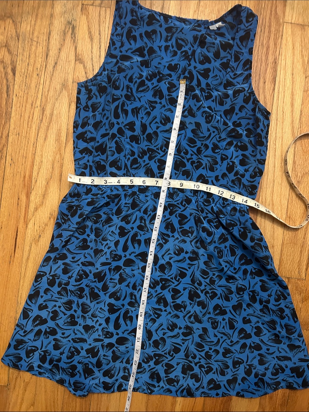 Blue and Black Floral-Print Small Dress (petite women’s size or junior size)
